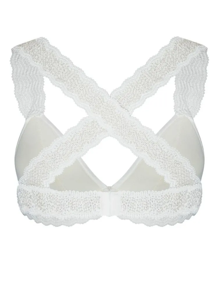 Alle Bhs^Cadolle LAST PIECE Satin Triangel BH GIGI IVOIRE von weiss Größe S elfenbein weiß mit silbernen Schmuckperlen