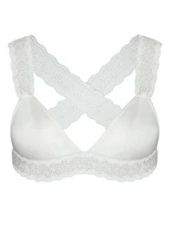 Alle Bhs^Cadolle LAST PIECE Satin Triangel BH GIGI IVOIRE von weiss Größe S elfenbein weiß mit silbernen Schmuckperlen