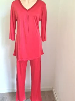 Seiden Basics|Seidenpyjama^Nightdreams LAST PIECE Seidenmix gewirkt Pyjama ADELAIDE von rot Größe 42
