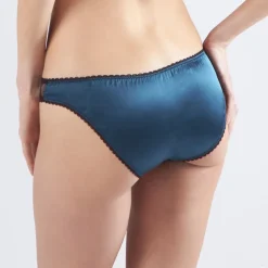 Alle Slips|Alle Unterteile^Mimi Holliday LAST PIECE Slip RUBINETTE petrol-schwarz XS mit Seide petrol-grün mit schwarzer Spitze