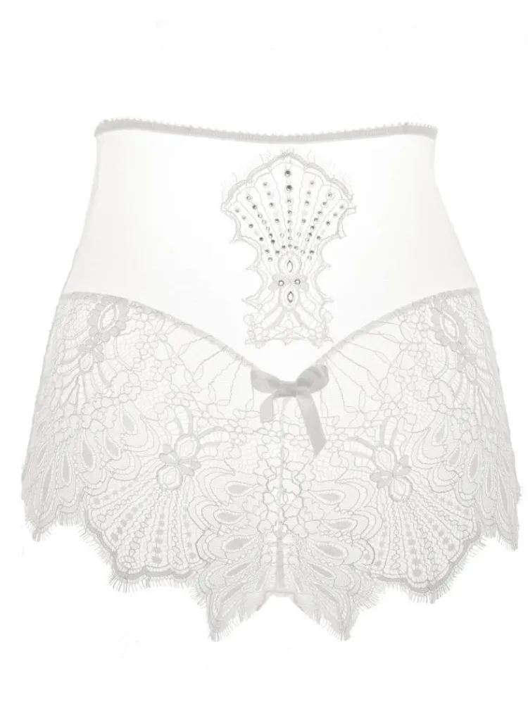 Alle Slips^Prelude LAST PIECE Spitze hoher Slip von Milano weiss Größe S schwarz oder elfenbein-weiß
