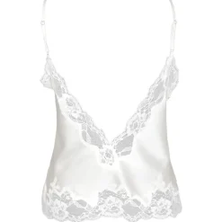 Tops Mit Spitze|Spaghettiträger Tops^Gattina LAST SIZE Seidentop MAGIC MOMENTS von Größe 36 dunkelblau oder weiß mit Spitze