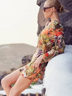 Kaftan, Tunika & Pareo^Fu00fcrstenberg Leichte Tunika ZEBRA IN PARADISE apricot grün von Fürstenberg apricot mit grün