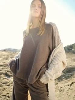 Lounge-Wear^Chiara Fiorini Lounge Set NOCCIOLA mit Strickeinsatz von Nougat