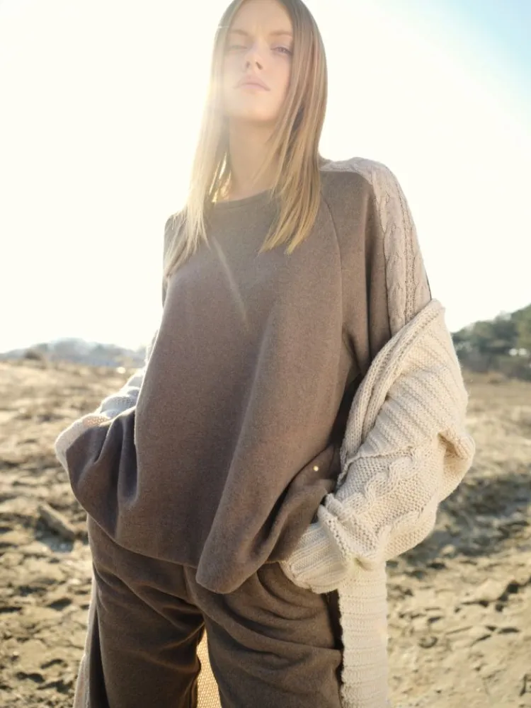 Lounge-Wear^Chiara Fiorini Lounge Set NOCCIOLA mit Strickeinsatz von Nougat