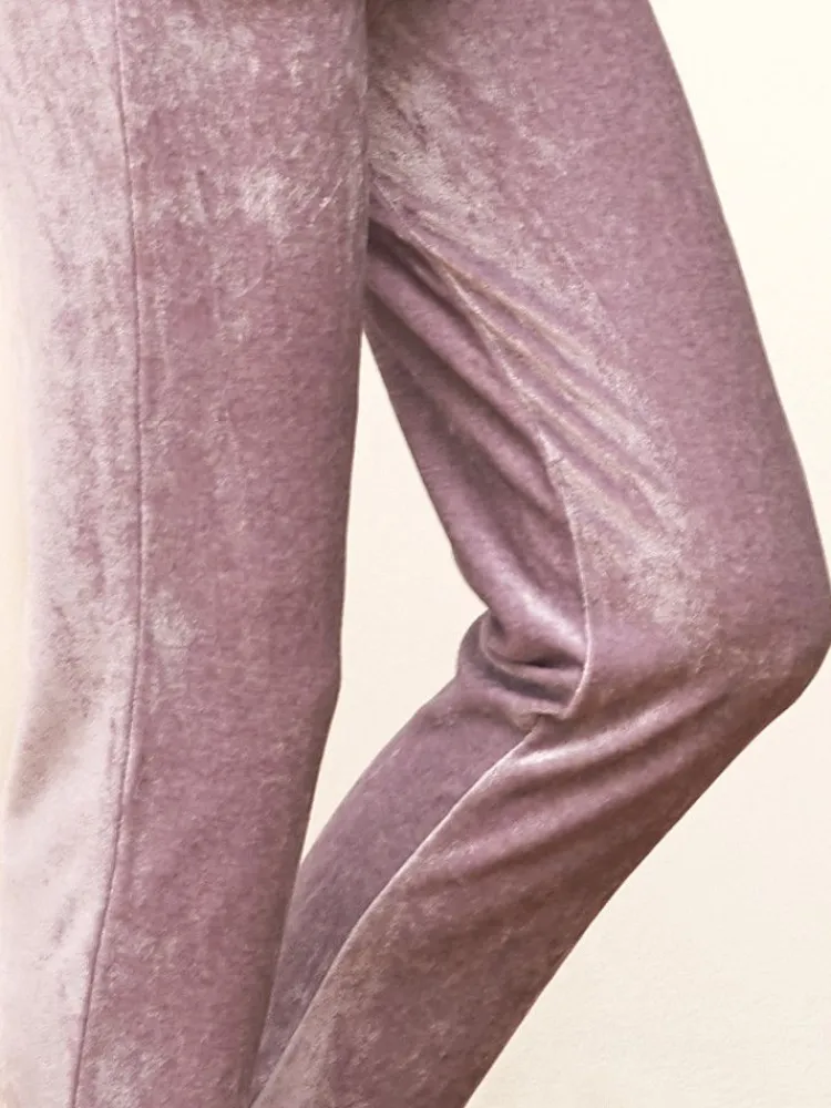 Lounge-Wear|Feine Pyjamas^Chiara Fiorini Lounge-Hose MODAL SAMT von malve-flieder oder taupe-silber