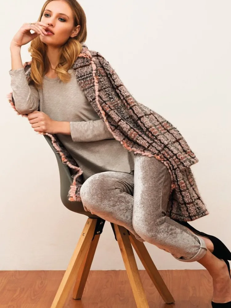 Lounge-Wear|Feine Pyjamas^Chiara Fiorini Lounge-Hose MODAL SAMT von malve-flieder oder taupe-silber