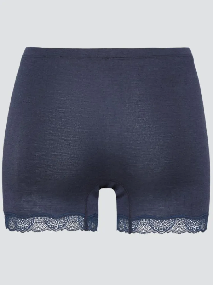 Wolle-Seide Slip|Alle Slips^comazo | earth Merino Seide Panty 2703 mit Spitze in dunkelblau oder beige comazo|earth camel beige oder dunkelblau