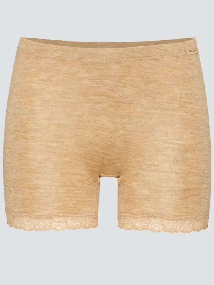 Wolle-Seide Slip|Alle Slips^comazo | earth Merino Seide Panty 2703 mit Spitze in dunkelblau oder beige comazo|earth camel beige oder dunkelblau