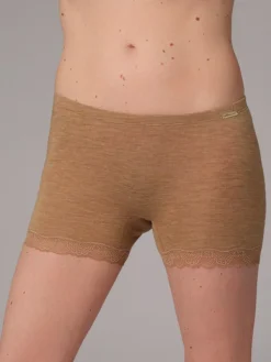 Wolle-Seide Slip|Alle Slips^comazo | earth Merino Seide Panty 2703 mit Spitze in dunkelblau oder beige comazo|earth camel beige oder dunkelblau