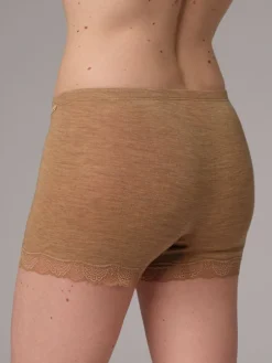 Wolle-Seide Slip|Alle Slips^comazo | earth Merino Seide Panty 2703 mit Spitze in dunkelblau oder beige comazo|earth camel beige oder dunkelblau