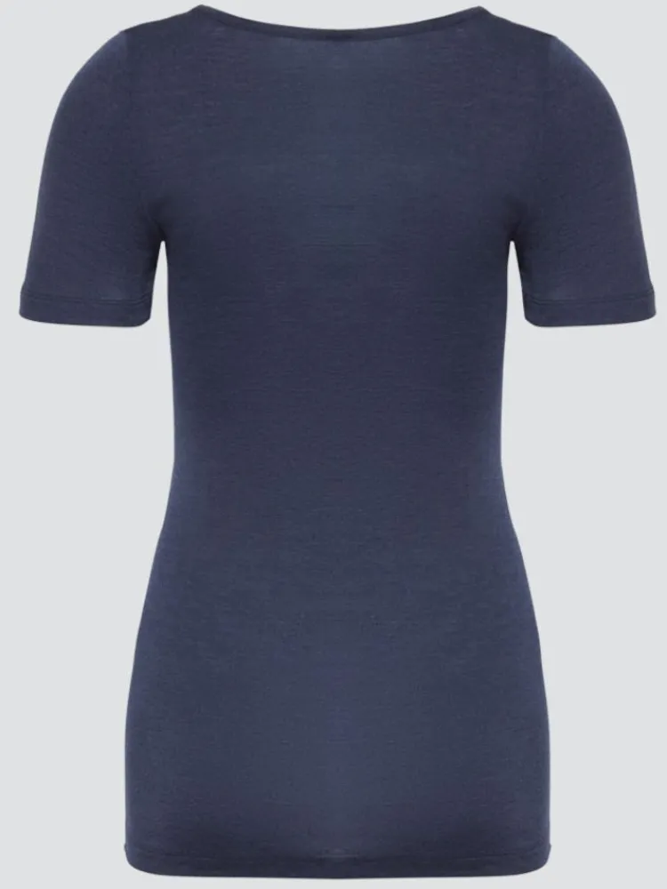 Wolle-Seide Tops|Tops Mit Spitze^comazo | earth Merino Seide T-SHIRT 2703 mit Spitze comazo|earth camel beige oder dunkelblau