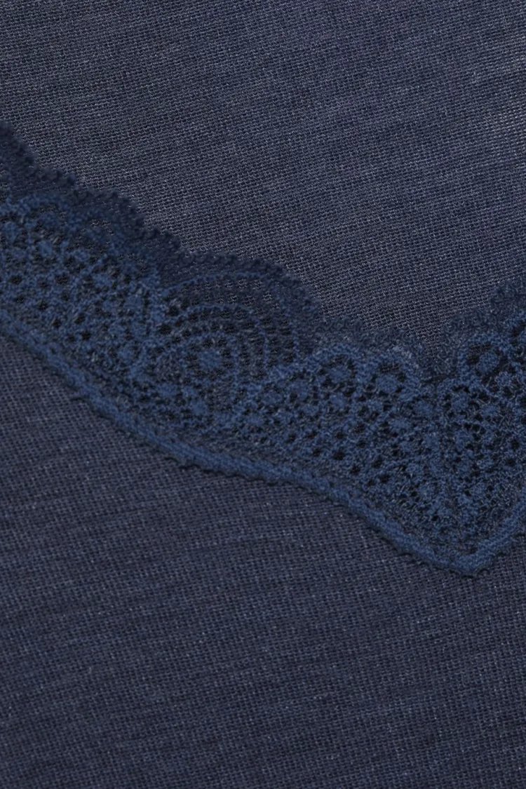 Wolle-Seide Tops|Tops Mit Spitze^comazo | earth Merino Seide T-SHIRT 2703 mit Spitze comazo|earth camel beige oder dunkelblau