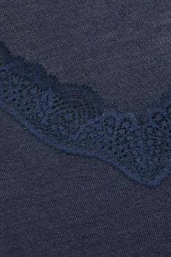 Wolle-Seide Tops|Tops Mit Spitze^comazo | earth Merino Seide T-SHIRT 2703 mit Spitze comazo|earth camel beige oder dunkelblau