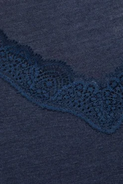 Wolle-Seide Tops|Tops Mit Spitze^comazo | earth Merino Seide T-SHIRT 2703 mit Spitze comazo|earth camel beige oder dunkelblau