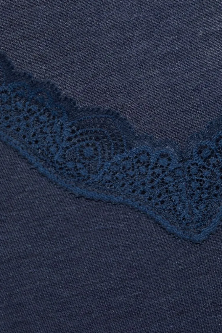 Wolle-Seide Tops|Tops Mit Spitze^comazo | earth Merino Seide T-SHIRT 2703 mit Spitze comazo|earth camel beige oder dunkelblau