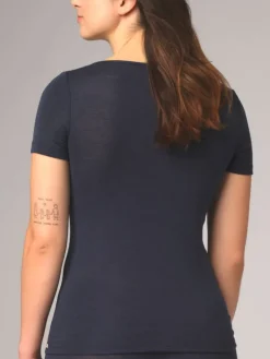 Wolle-Seide Tops|Tops Mit Spitze^comazo | earth Merino Seide T-SHIRT 2703 mit Spitze comazo|earth camel beige oder dunkelblau