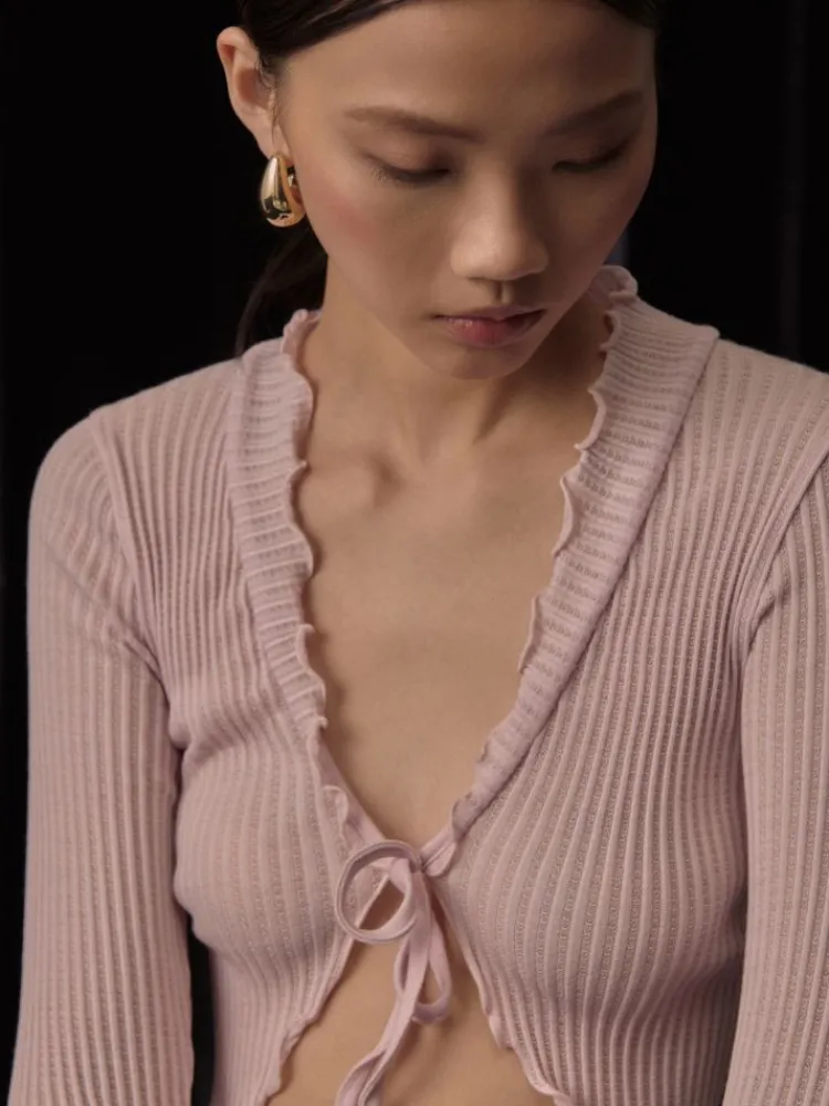 Lounge-Wear|Wolle-Seide Shirts^Oscalito Merino Wolle-Seide Bett-Jäckchen von rosa oder weinrot