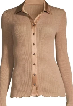 Wolle-Seide Shirts|Strickjacken & -Mäntel^Oscalito Merino Wolle-Seide CARDIGAN gerippt paprika-orange von paprika rost orange