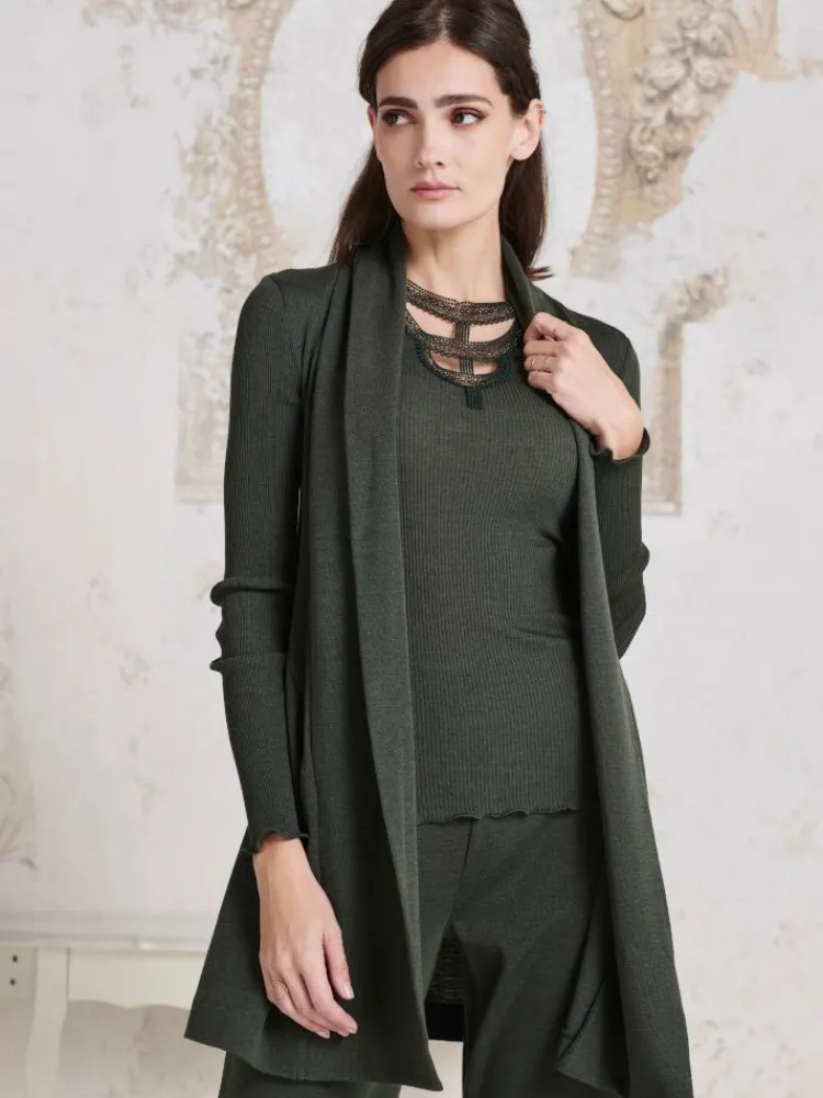 Lounge-Wear|Strickjacken & -Mäntel^Oscalito Merino Wolle-Seide CARDIGAN Strickjacke von