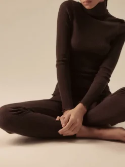 Lounge-Wear|Leggings^Oscalito Merino Wolle-Seide Leggings Rippjersey von