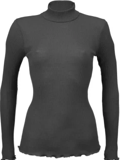 Wolle-Seide Shirts|Mit Rollkragen^Artimaglia Merino-Seide ROLLKRAGEN SHIRT gerippt uni