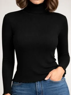 Wolle-Seide Shirts|Mit Rollkragen^Artimaglia Merino-Seide ROLLKRAGEN SHIRT gerippt uni