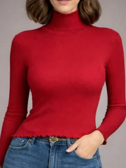 Wolle-Seide Shirts|Mit Rollkragen^Artimaglia Merino-Seide ROLLKRAGEN SHIRT gerippt uni