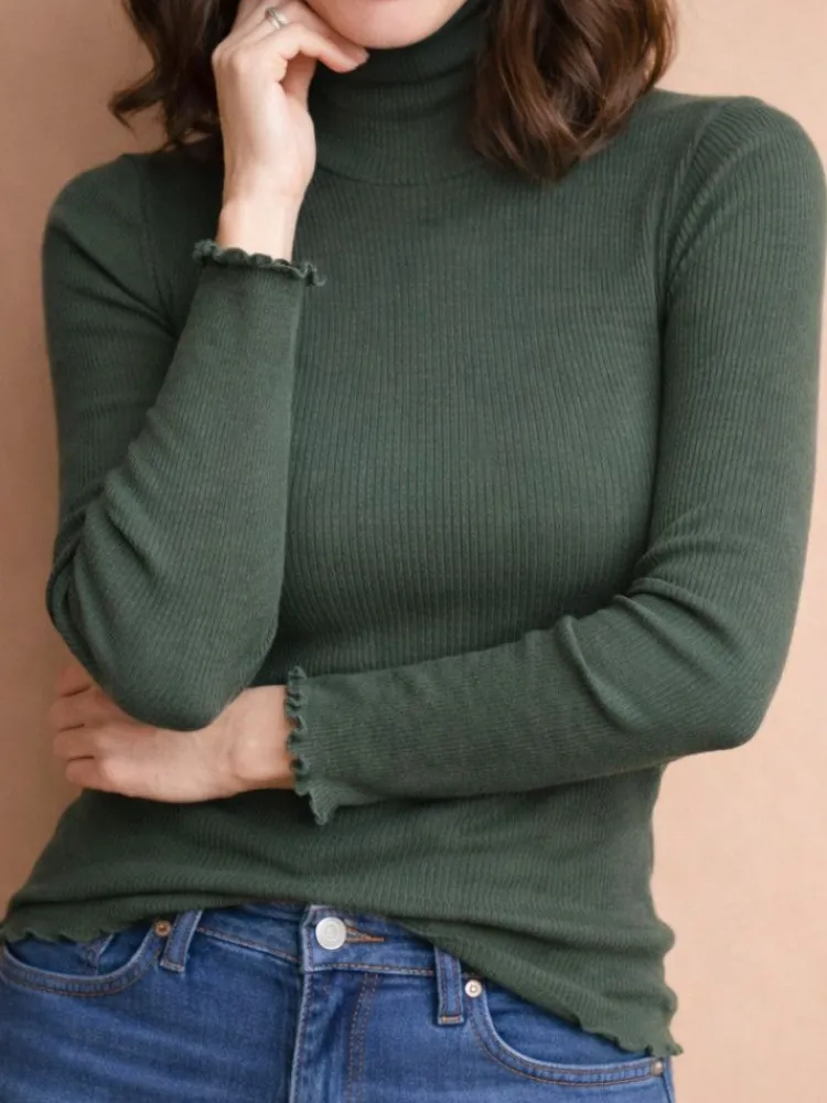 Wolle-Seide Shirts|Mit Rollkragen^Artimaglia Merino-Seide ROLLKRAGEN SHIRT gerippt von