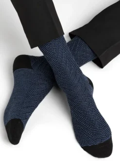 Socken^Bleuforu00eat Merinowolle Herren Socken warm von Bleuforet schwarz mit jeansblau oder marineblau mit grau