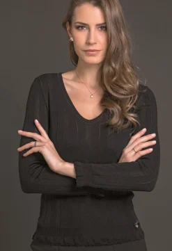 Wolle-Seide Shirts|Langarm^Artimaglia Merinowolle Seide LANGARM SHIRT breite Rippe von cognac braun oder schwarz