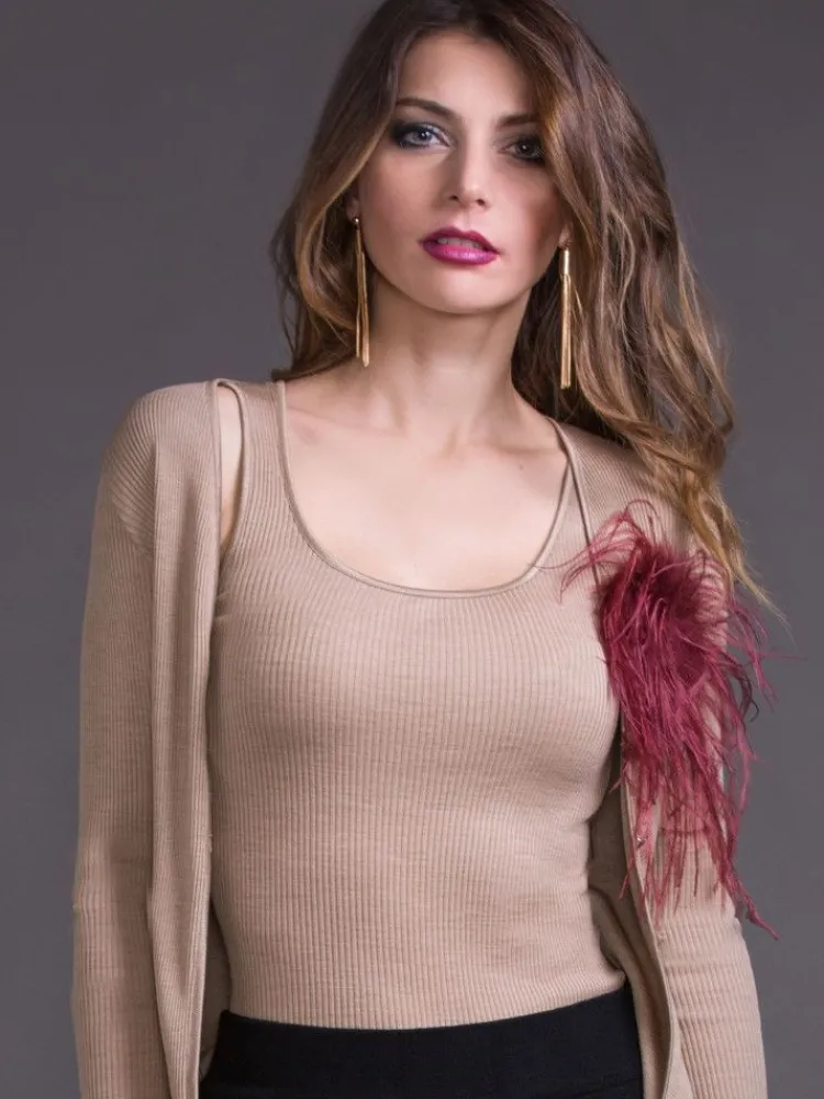 Wolle-Seide Tops|Camisole (Breite Träger)^Artimaglia Merinowolle-Seide CAMISOLE TOP gerippt von