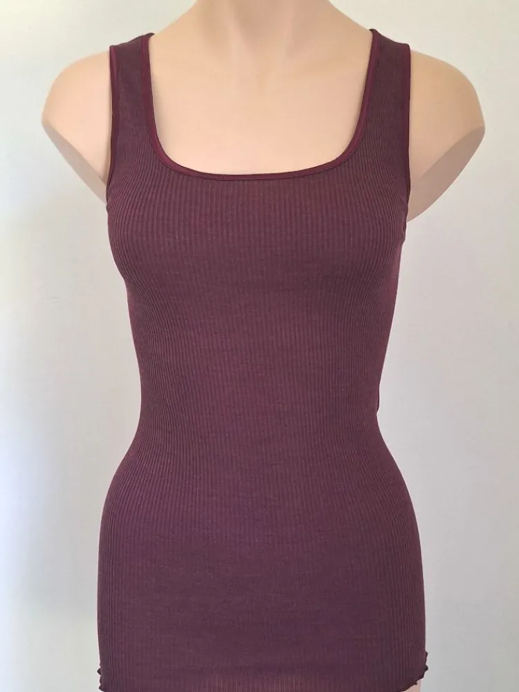 Wolle-Seide Tops|Camisole (Breite Träger)^Artimaglia Merinowolle-Seide CAMISOLE TOP gerippt von
