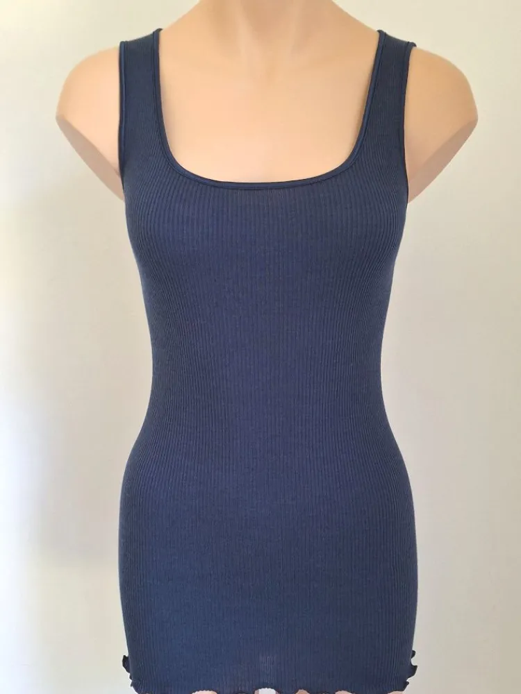 Wolle-Seide Tops|Camisole (Breite Träger)^Artimaglia Merinowolle-Seide CAMISOLE TOP gerippt von