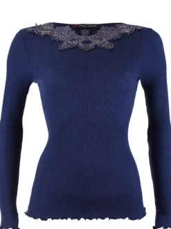 Shirt Mit Spitze|Wolle-Seide Shirts^Artimaglia Merinowolle-Seide LANGARM SHIRT Rippe von blau oder rot