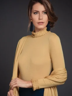 Wolle-Seide Shirts|Mit Rollkragen^Artimaglia Merinowolle-Seide LANGARM SHIRT  von gold-gelb