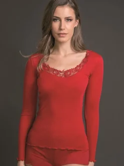 Wolle-Seide Shirts|Langarm^Artimaglia Merinowolle-Seide LANGARM SHIRT mit Spitze von