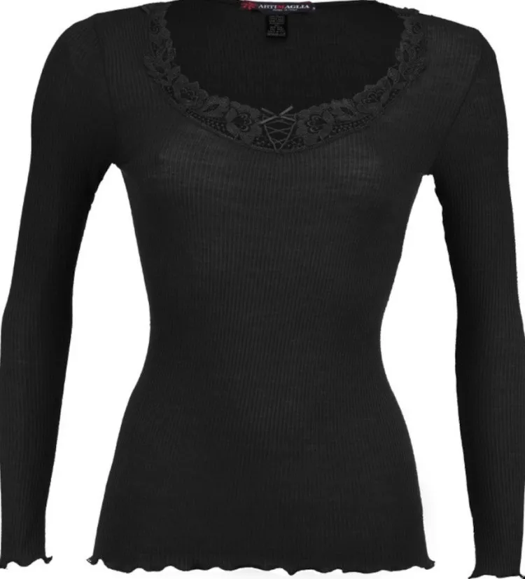 Wolle-Seide Shirts|Langarm^Artimaglia Merinowolle-Seide LANGARM SHIRT mit Spitze von