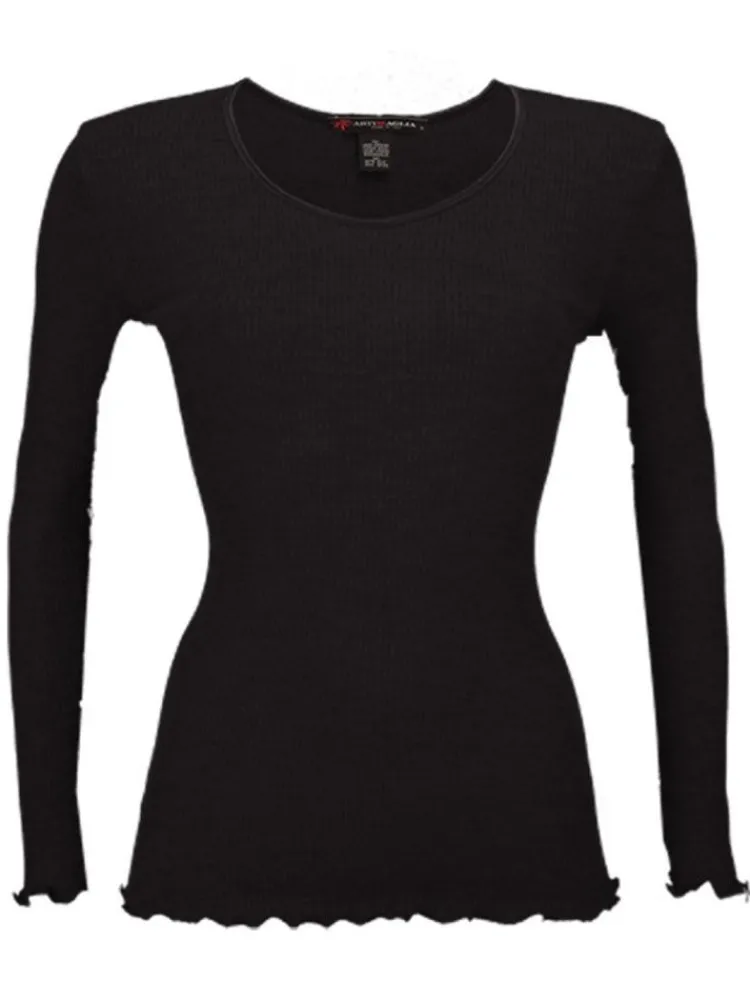 Wolle-Seide Shirts|Langarm^Artimaglia Merinowolle-Seide LANGARM SHIRT gerippt von