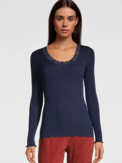 Wolle-Seide Shirts|Langarm^Oscalito Merinowolle-Seide Langarm-Shirt gerippt von