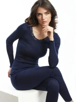 Wolle-Seide Shirts|Langarm^Oscalito Merinowolle-Seide Langarm-Shirt gerippt von