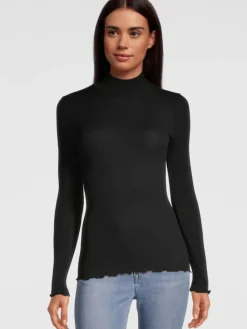 Wolle-Seide Shirts|Mit Rollkragen^Oscalito Merinowolle-Seide Mockneck Shirt gerippt Basic von