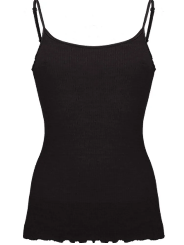 Wolle-Seide Tops|Spaghettiträger Tops^Artimaglia Merinowolle-Seide SPAGHETTI-TOP gerippt von