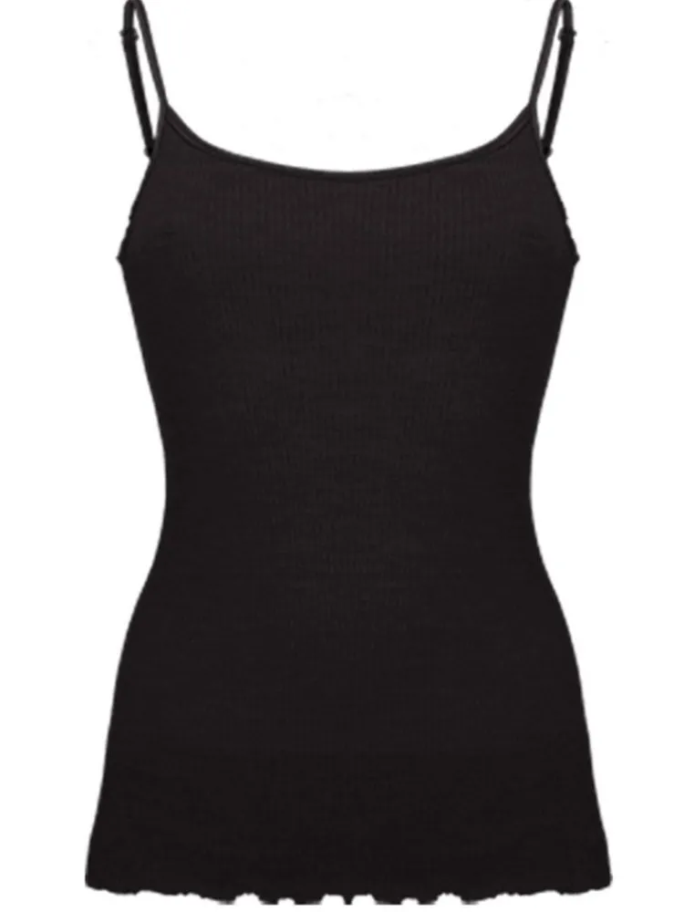 Wolle-Seide Tops|Spaghettiträger Tops^Artimaglia Merinowolle-Seide SPAGHETTI-TOP gerippt von