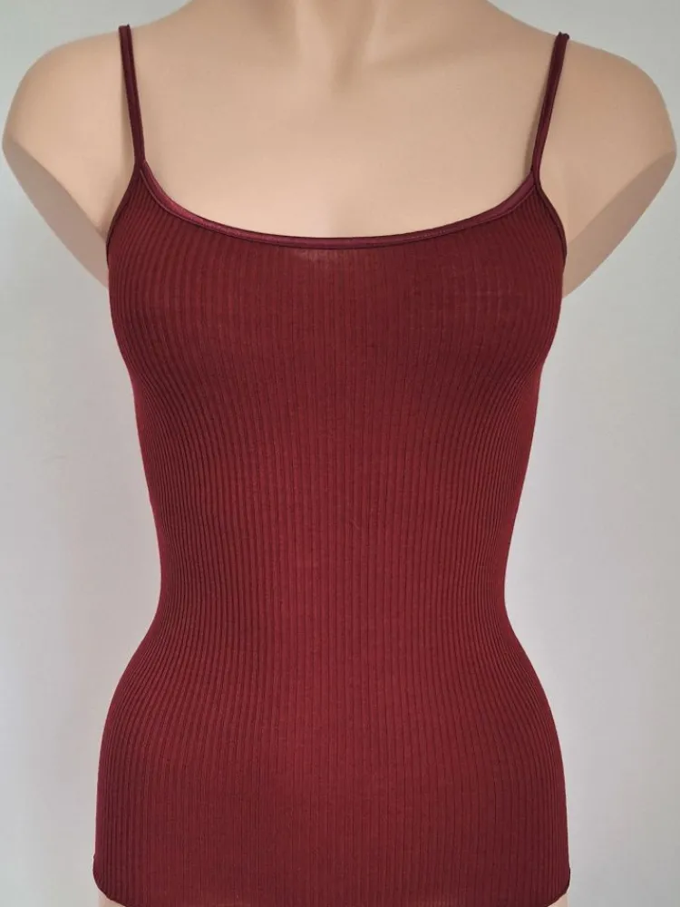 Wolle-Seide Tops|Spaghettiträger Tops^Artimaglia Merinowolle-Seide SPAGHETTI-TOP gerippt von