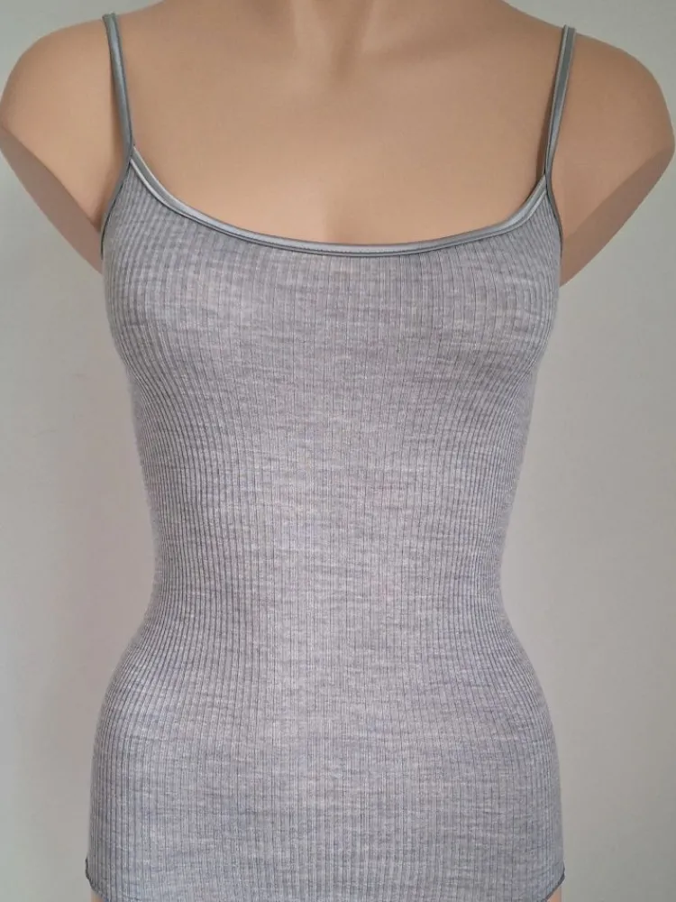 Wolle-Seide Tops|Spaghettiträger Tops^Artimaglia Merinowolle-Seide SPAGHETTI-TOP gerippt von