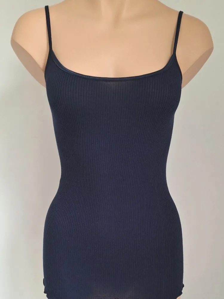 Wolle-Seide Tops|Spaghettiträger Tops^Artimaglia Merinowolle-Seide SPAGHETTI-TOP gerippt von