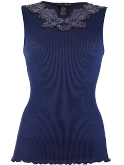 Wolle-Seide Tops|Tops Mit Spitze^Artimaglia Merinowolle-Seide TOP gerippt von schwarz oder rot