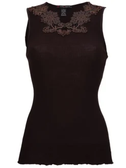 Wolle-Seide Tops|Tops Mit Spitze^Artimaglia Merinowolle-Seide TOP gerippt von schwarz oder rot