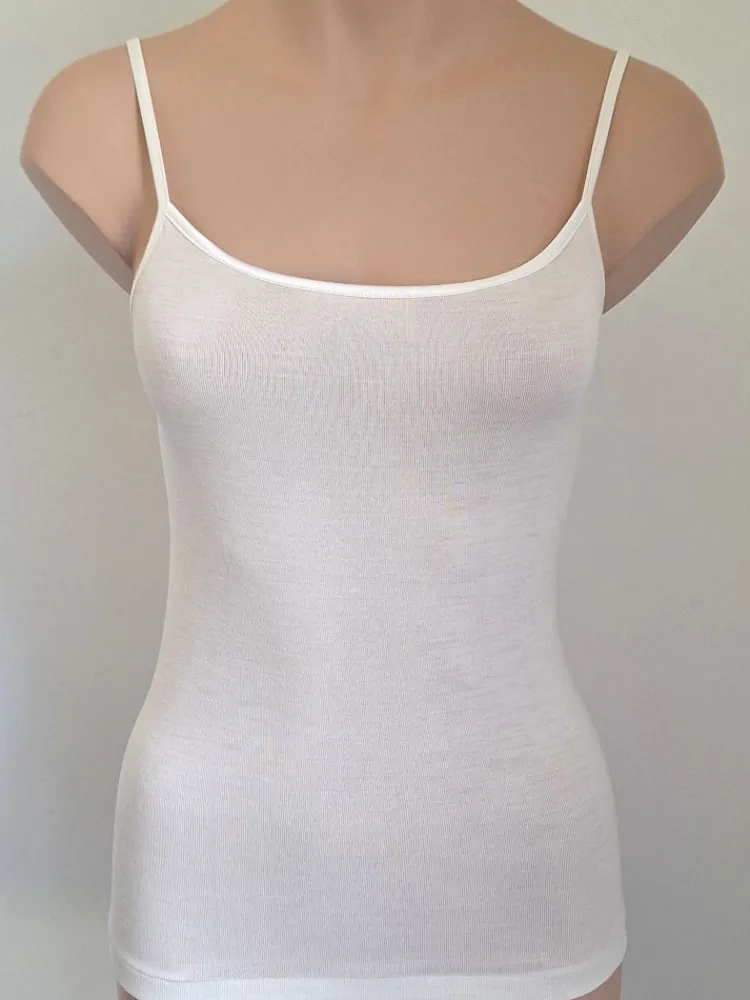 Wolle-Seide Tops|Spaghettiträger Tops^Artimaglia Merinowolle-Seide TRÄGER TOP von